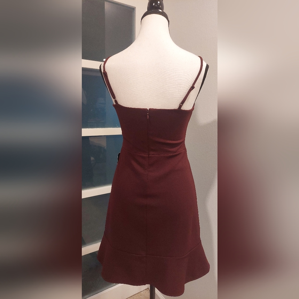 Express Burgundy Strapless Dress - Picture 5 of 8